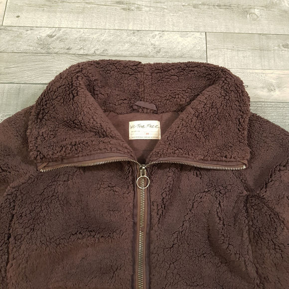 Free People Raya Cozy Coat Jacket XS UK 6 Brown Teddy Fleece Relaxed Fit BN - Picture 4 of 10